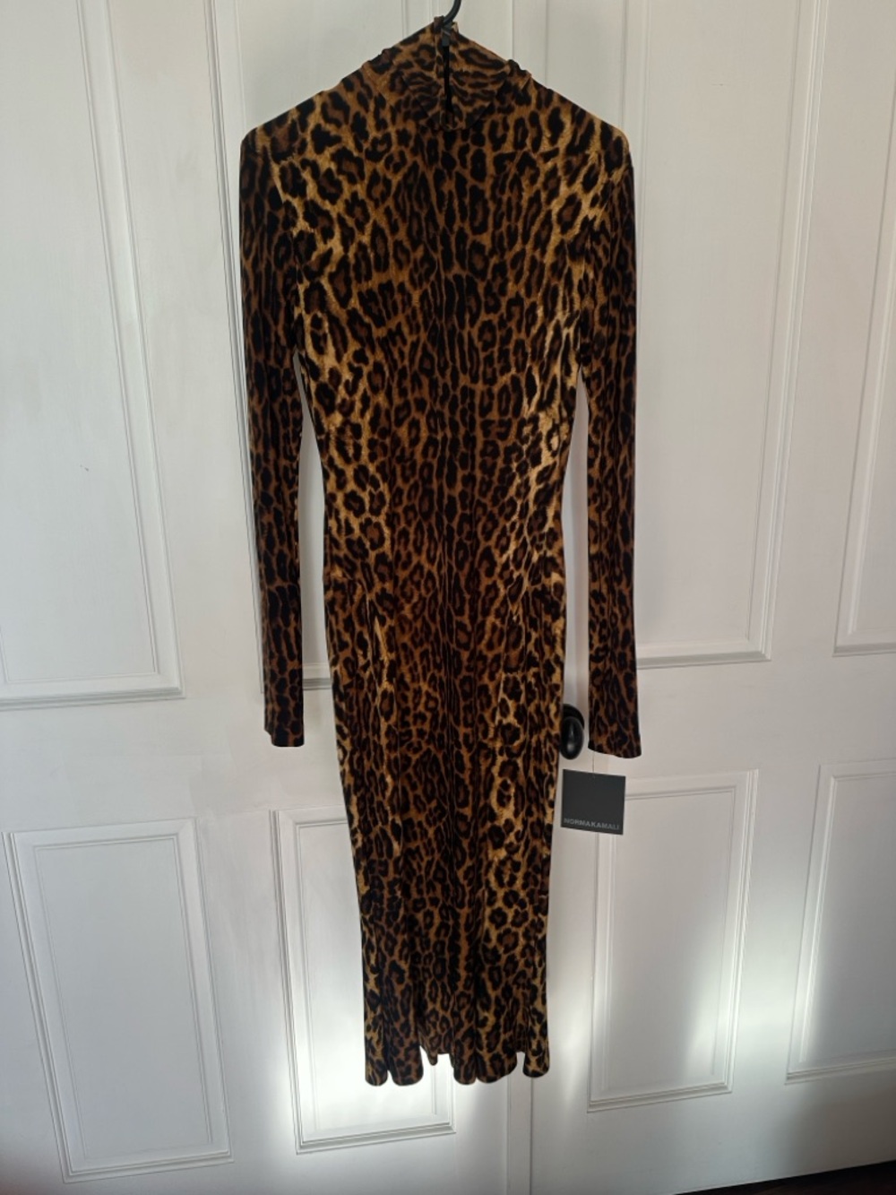 Norma Kamali Leopard-Print Long-Sleeve Midi Dress - Brown/Black - Picture 16 of 16